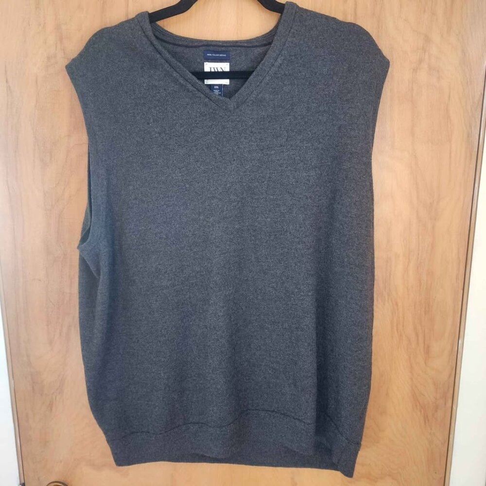 John W. Nordstrom XXL 100% Italian Merino Wool Sweater Vest Charcoal Gray Office